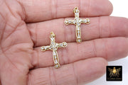 CZ Pave Gold Cross, Cubic Zirconia Cross for Jewelry #216, Crucifix 20 x 29 mm Religious  Chain Jewelry