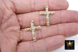 CZ Pave Gold Cross, Cubic Zirconia Cross for Jewelry #216, Crucifix 20 x 29 mm Religious Rosary Chain Jewelry