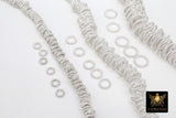 Silver Twist Spacer Beads, 20-160 pcs Round Brushed Silver Soldered Jump Rings # 3257, Flat Bumpy Ring
