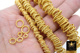 Gold Twist Spacer Beads, 20-160 pcs Round Brushed Gold Soldered Jump Rings # 2928, Flat Bumpy Ring