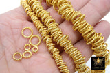 Gold Twist Spacer Beads, 20-160 pcs Round Brushed Gold Soldered Jump Rings #2928, Flat Bumpy Ring
