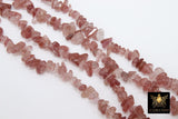 Natural Strawberry Quartz Beads, Shiny Chips and Nugget Pink Beads BS #152, sizes 5-8 mm