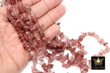 Natural Strawberry Quartz Beads, Shiny Chips and Nugget Pink Beads BS #152, sizes 5-8 mm