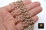 Creamy Beige Chain, 4 mm Gold Wire Wrapped Chain CH #412, Black Wire Wrap