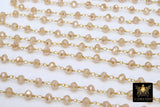 Creamy Beige Chain, 6 mm Chains for Jewelry CH# 414, Gold Wire Wrapped