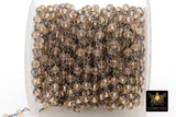 Smoky Beige AB Chain, 4 mm Black Wire Wrapped Beaded Crystal CH# 416, By the Foot