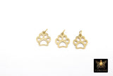 Tiger Paw Charm, Gold Steel Dog Paw Charms #412, Dog Paw Steel Bracelet Animal Dangle Charm