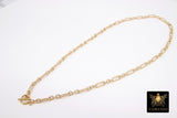 Gold Chain Necklace, 14 K Gold Filled Paperclip and Rolo Everyday Choker, Toggle Rectangle Oval Chain Choker