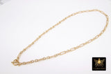 Gold Chain Necklace, 14 K Gold Filled Paperclip and Rolo Everyday Choker, Rectangle Oval Chain Choker