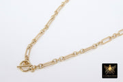Gold Chain Necklace, 14 K Gold Filled Paperclip and Rolo Everyday Choker, Toggle Rectangle Oval Chain Choker
