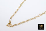 Gold Chain Necklace, 14 K Gold Filled Paperclip and Rolo Everyday Choker, Toggle Rectangle Oval Chain Choker