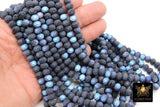 Blue Black Crystal Beads, Faceted Baby Blue Matte Crystal Rondelle Jewelry Beads BS #146, sizes 8 x 6 mm 17.3 inch Strands