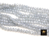 Gray Blue Crystal Beads, 2 Strands Faceted Gray AB Crystal Rondelle Jewelry Beads BS #147, sizes 8 x 6 mm 17.3 inch Strands