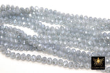 Gray Blue Crystal Beads, 2 Strands Faceted Gray AB Crystal Rondelle Jewelry Beads BS #147, sizes 8 x 6 mm 17.3 inch Strands