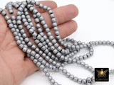 Hematite Platinum Beads, Smooth Green Frosted Rondelle Silver Jewelry Beads BS #151, sizes 6 mm 15.5 inch Strands - 1 Strand