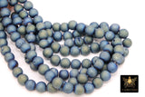 Natural Druzy Blue Beads, Mint Green Geode Druzy Rainbow Beads BS #150, sizes 6 mm 8 mm 10 mm 15.5 inch Strands