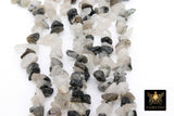 Natural Black Rutilated Quartz Beads, Shiny Chips and Nugget Black Beads BS #156, sizes 6-18 mm