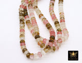 Watermelon Quartz Rondelle Beads, Smooth Round Pink Beige White Glass Beads BS #164, sizes in 8 x 5 mm 15.2 inch Strands