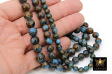 Aqua and Gold Beads, Smooth Chalcedony Beads BS #185, Faux Clinquant Stone Jewelry Beads sizes 6 mm 8 mm 10 mm 15.75 inch Strands