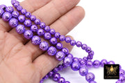 Purple Plated Lava Rock Beads, Metallic Textured Mardi Gras Beads BS #182, LSU Jewelry sizes 6 mm 8 mm 10 mm in 15.4 inch Strands