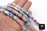 Pink Blue Heishi Blue Beads, White Yellow Flat Rondelle Jewelry Beads BS #180, Pastel beads in sizes 8 mm 10 mm 15 inch Strands