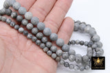 Maifan Stone Beads, Smooth Shiny Round Maifanite Gray Beads BS #187, size 6 mm