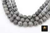 Faceted Picasso Map Stone Beads, Round Black Gray Beads BS #188, High Quality 10 mm 15.8 inch Strands