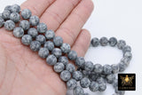 Natural Light Gray Kiwi Beads, Frosted Sesame Round Grey BS# 189, White Spot Beads