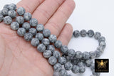 Natural Light Gray Kiwi Beads, Frosted Sesame Round Grey BS #189, White Spot Beads