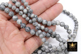 Picasso Map Stone Beads, Smooth Round White and Gray Beads BS #190, High Quality 6 mm or 8 mm 15.8 inch Strands