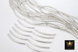 Silver Tube Spacer Beads, 10- 160 pcs Hollow Curved Brushed Silver Metal Bead # 3142, 3 x 40 mm Findings