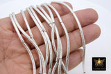 Silver Tube Spacer Beads, 10- 160 pcs Hollow Curved Brushed Silver Metal Bead # 3142, 3 x 40 mm Findings