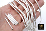 Silver Tube Spacer Beads, 10- 160 pcs Hollow Curved Brushed Silver Metal Bead # 3142, 3 x 40 mm Findings