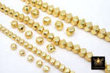 Brushed Gold Faceted Cube Beads, Nugget Metal Beads #2952, Hexagon Lightweight 6 mm 8 mm or 10 mm Spacers