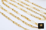 Paperclip Gold Chain, 20 mm Rectangle and 6 mm Rolo Thick Chains CH # 110, Chunky Link Drawn Oval