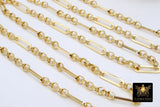 Paperclip Gold Chain, 20 mm Rectangle and 6 mm Rolo Thick Chains CH # 110, Chunky Link Drawn Oval