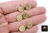 St. Benito Charms, 9 mm Gold Cross St. Benedict Charm # 30, Round Medallion Medals Charms