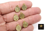St. Benito Charms, 9 mm Gold Cross St. Benedict Charm # 30, Round Medallion Medals Charms
