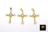 Gold Cubic Zirconia Cross, CZ Pave Cross for Necklaces #13, Crucifix 20 x 29 mm Religious Rosary Chain Jewelry