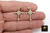 Gold Cubic Zirconia Cross, CZ Pave Cross for Necklaces #13, Crucifix 20 x 29 mm Religious Rosary Chain Jewelry