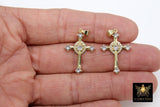 Gold Cubic Zirconia Cross, CZ Pave Cross for Necklaces #13, Crucifix 20 x 29 mm Religious Rosary Chain Jewelry