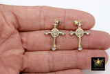 Gold Cubic Zirconia Cross, CZ Pave Cross for Necklaces #13, Crucifix 20 x 29 mm Rosary Chain Jewelry
