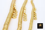 Brushed Gold Drum Beads, 6 mm 8 mm 10 mm in 3 mm Wide Barrel Bead #3118, Short Round Rondelle Cylinder