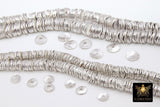 Brushed Silver Wavy Spacer Beads, Round Potato Chip Metal Discs, 20 pcs Rondelle Findings