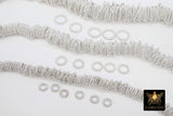 Silver Twist Spacer Beads, 20-160 pcs Round Brushed Silver Soldered Jump Rings # 3257, Flat Bumpy Ring