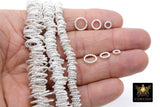 Silver Twist Spacer Beads, 20-160 pcs Round Brushed Silver Soldered Jump Rings # 3257, Flat Bumpy Ring
