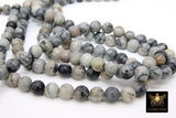 Picasso Stone Beads, Smooth Round Beige Black and Gray Beads BS #194, High Quality 8 mm 15.5 inch Strands