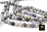 Picasso Stone Beads, Smooth Round Beige Black and Gray Beads BS #194, High Quality 8 mm 15.5 inch Strands