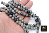 Picasso Stone Beads, Smooth Round Beige Black and Gray Beads BS #194, High Quality 8 mm 15.5 inch Strands