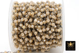 Creamy Beige Chain, 4 mm Gold Wire Wrapped Chain CH #412, Black Wire Wrap